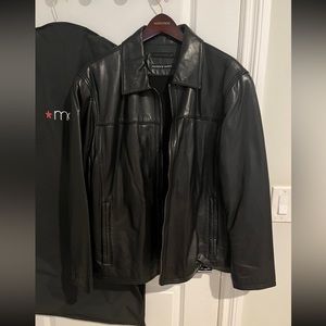 Andrew Marc Moto Black Leather Jacket Size: Large